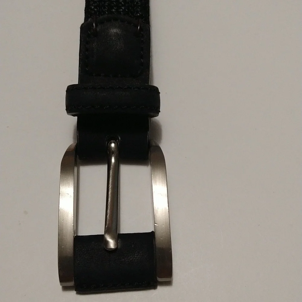 Unisex Black Textured Adjustable Tweed Look Belt Size 26-30 #W-784